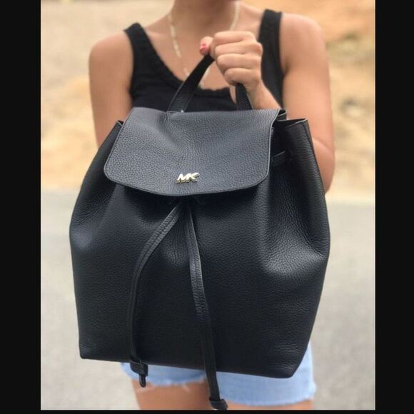 Michael Kors Junie Medium Pebbled Leather Backpack - Picture 1 of 8